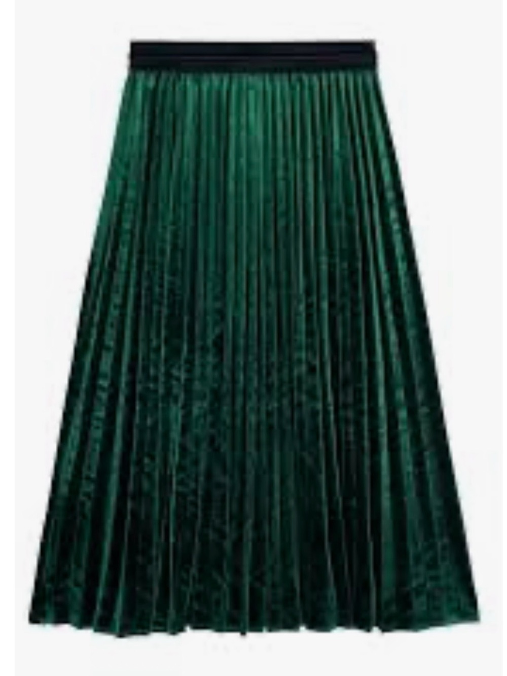 Dynamite Emerald Green Pleated Velvet Midi Skirt
